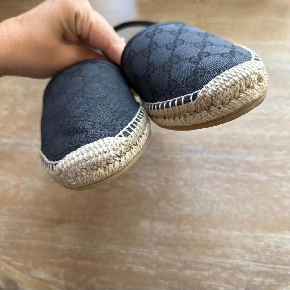 Gucci GG Canvas Espadrille Black Size 39.5